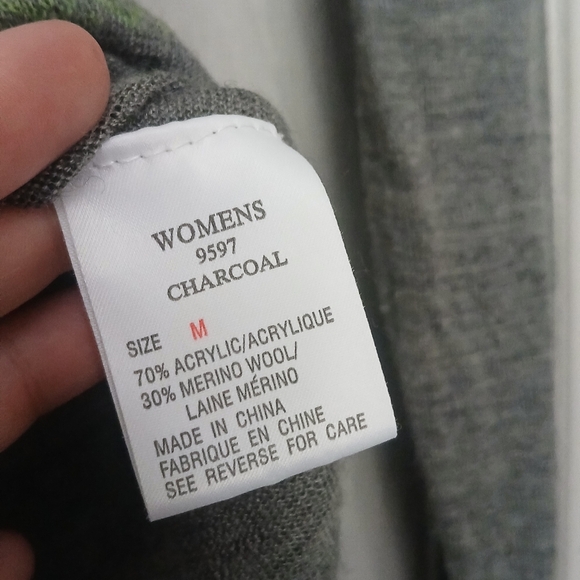 Woolrich Merino Wool Blend Fairisle Light Sweater Zip Cardigan Gray Size Medium - Picture 4 of 6